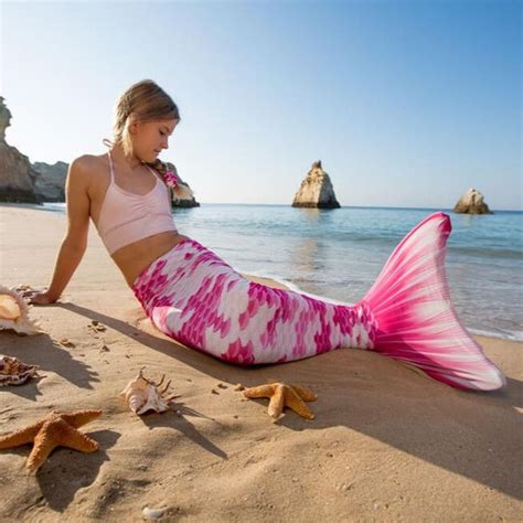 Realistic Girls Mermaid Tail in Chelsea Rose Pink by Planet Mermaid