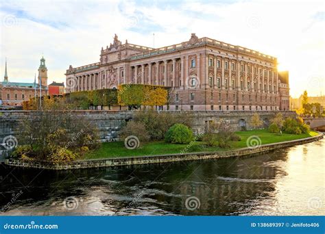 Swedish Parliament Building, the Riksdag and Old Town Near Sunset during Autumn Stock Image ...