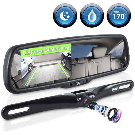 Pyle Backup Car Camera Rear View Mirror Screen Monitor System with ...