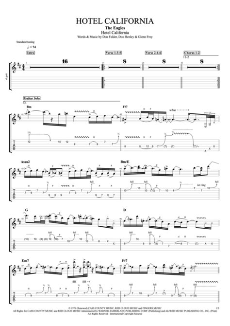 Hotel California Tab by The Eagles (Guitar Pro) - Compacted Full Score ...