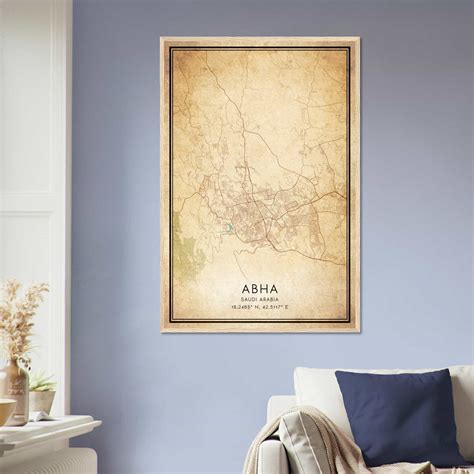 Vintage Abha Saudi Arabia Map Poster, Abha City Road Wall Art Print ...