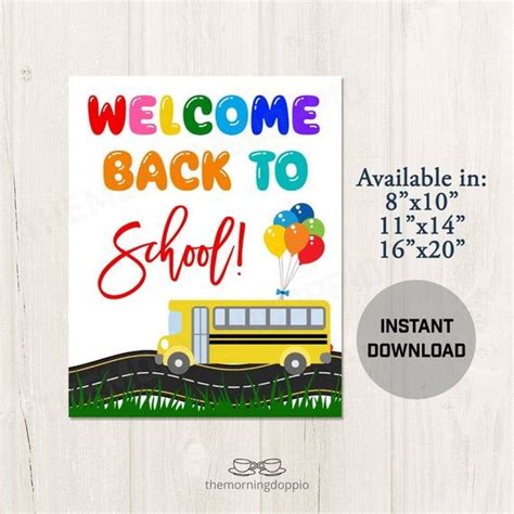 Printable Welcome Back to School Poster Sign Classroom - Etsy | School signs, Welcome back to ...