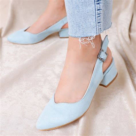 BLUE BRIDAL SHOES, Suede Bridal Shoes, Baby Blue Block Heel, Wedding ...