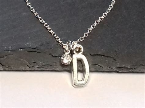 Letter D Necklace Initial Pendant Sterling Silver Personalized | Etsy