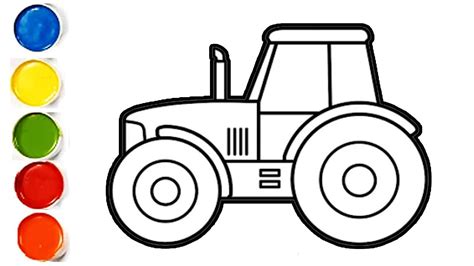 Tractor Drawing for kids | Tractor Drawing, Painting & Coloring for kids and toddlers - YouTube