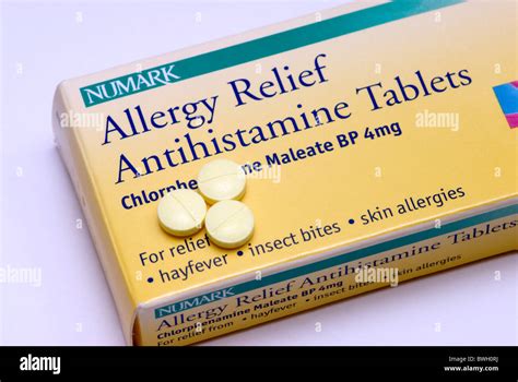 generic image of Antihistamine tablets used in allergy relief. Chlorphenamine Maleate Stock ...