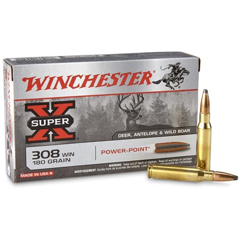 Winchester Super-X, .308 Winchester, PP, 180 Grain, 20 Rounds - 12148 ...