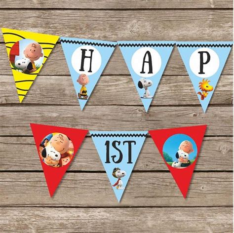 Snoopy Birthday Banner, Charlie Brown Birthday Flags, Peanuts Backdrop | Birthday flags, Snoopy ...