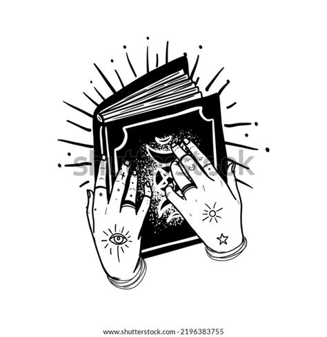 Human Hands Tattoo Holding Magic Book Stock Vector (Royalty Free ...