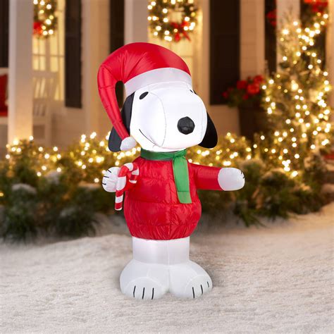 Tis Your Season | 5' Snoopy with Candy Cane Airblown Inflatable Outdoor ...