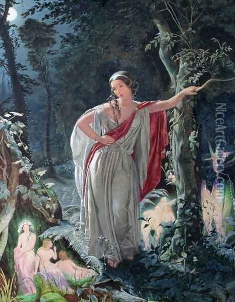 A Midsummer Night's Dream: Hermia Surrounded by Puck and the Fairies, 1861 oil painting ...