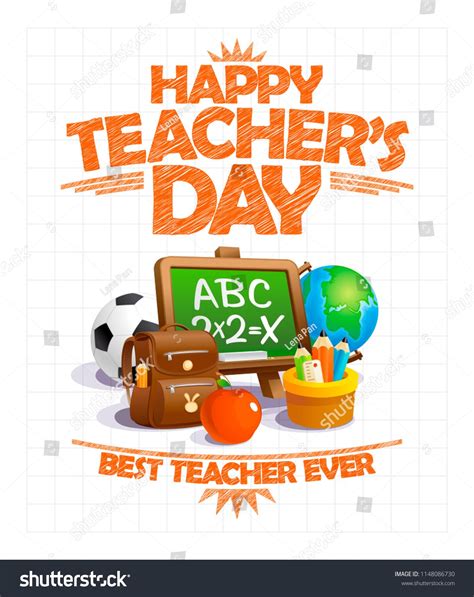 Happy teacher's day vector poster design, best teacher ever, school ...