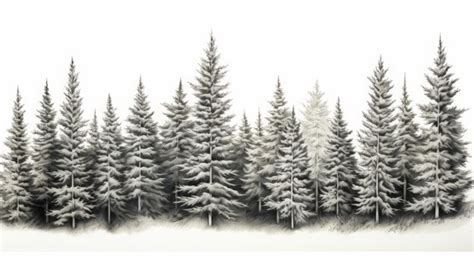 Premium AI Image | illustration of a winter forest drawn in pencil