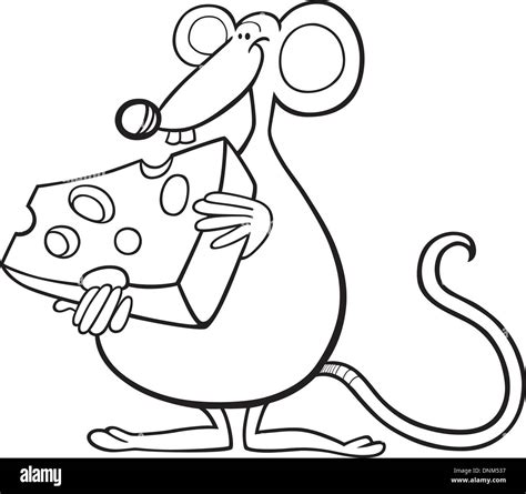 Illustration of mouse with cheese for coloring book Stock Vector Image ...