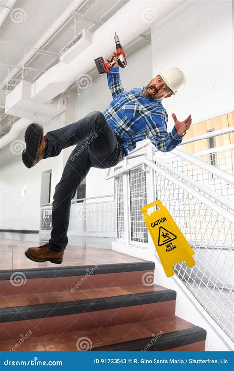 WOrker Falling Down Stairs stock image. Image of legal - 91723543