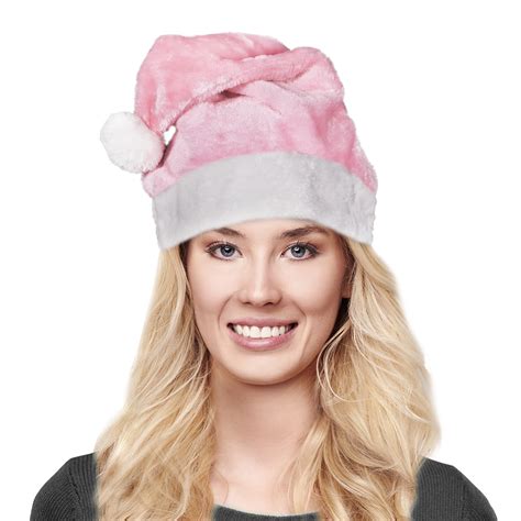 Plush Pink Santa Hat | Pink Christmas Hat | Windy City Novelties