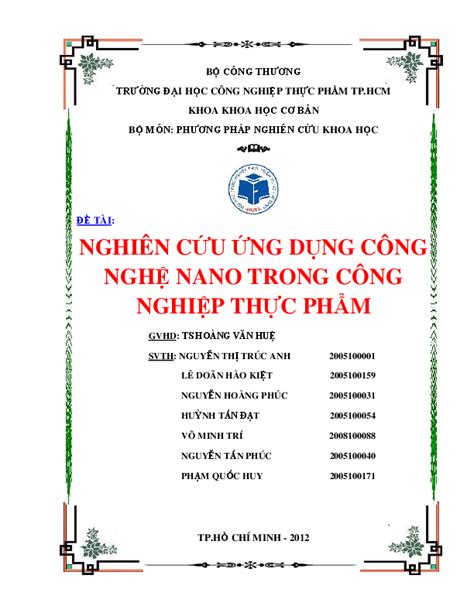 (PDF) NGHIÊN CỨU ỨNG DỤNG CÔNG NGHỆ NANO TRONG CÔNG NGHIỆP THỰC PHẨM