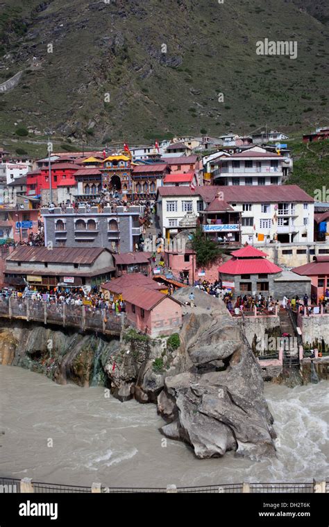 Badrinath town alaknanda river Uttarakhand India Asia Stock Photo - Alamy