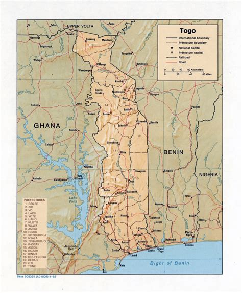 Togo Administrative Map With Regions Capitals Administrative Map Of ...