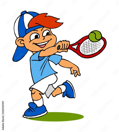 Boy playing tennis, children sports, color clipart Stock Vector | Adobe Stock