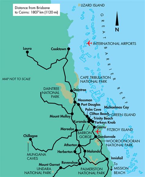 Map of Cairns to Cooktown - Cairns Australia