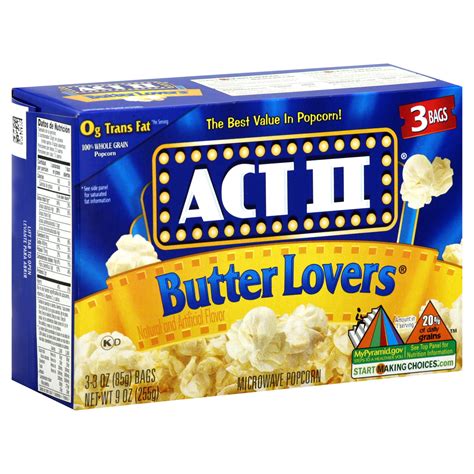 Act II Microwave Popcorn, Butter Lovers, 3 - 3 oz (85 g) bags [9 oz ...