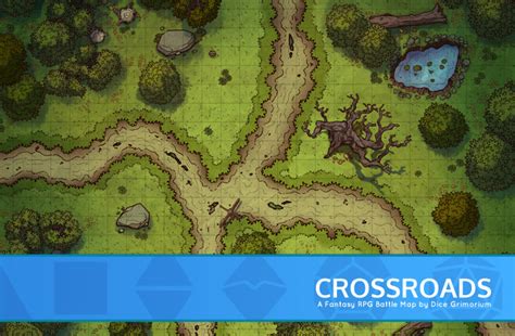 Forest Crossroads - D&D Map for Roll20 And Tabletop - Dice Grimorium