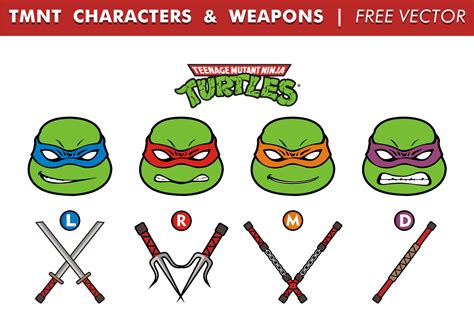 TMNT Characters Weapons Free Vector 97795 Vector Art at Vecteezy