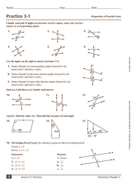 Parallel Lines And Transversals Worksheet