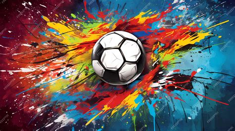 Premium AI Image | Soccer ball in flight in graffiti style on a bright background