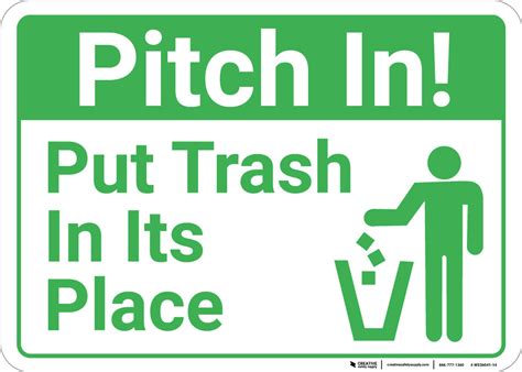 Pitch In Put Trash In Its Place with Icon Landscape - Wall Sign