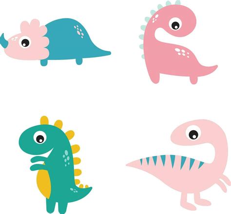 Cute Dino Illustration. Cute little dino set. For design decoration ...