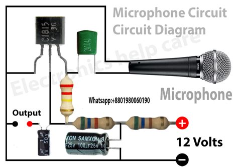 Microphone circuit diagram for amplifier - Electronics Help Care