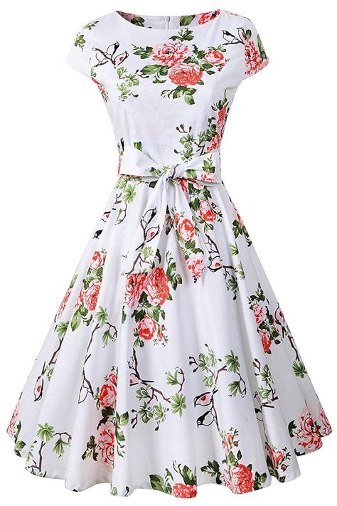 Chicanary Women's 1950s Vintage Cocktail Party Swing Dress Cap-Sleeve ...