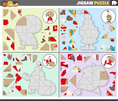 jigsaw puzzle games set with cartoon Santa Claus on Christmas 30201433 ...