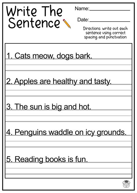 Simple Sentences For Grade 2 Worksheet