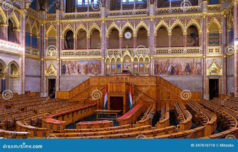 Interior of the Hungarian Parliament in Budapest, Hungary Editorial ...