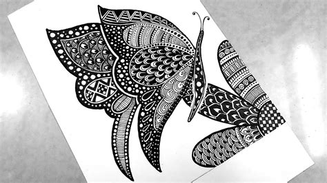 Butterfly Mandala Art for Beginners || Step by Step || Mandala Drawing | Zentangle Art | Doodle ...