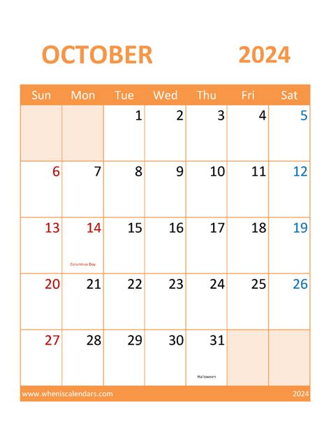 Free Printable October 2024 Calendar Page - Sandi Johnath