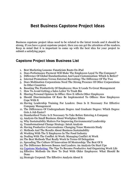 What Are the Best Business Capstone Project Ideas? Discover Here by Best Capstone Project Ideas ...