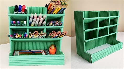 DIY Desktop Pen Organizer with Waste Paper | Paper Craft - YouTube