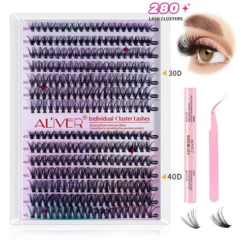 Aliver DIY Lash Extension Kit 280pcs Individual Lashes Cluster Eyelash ...