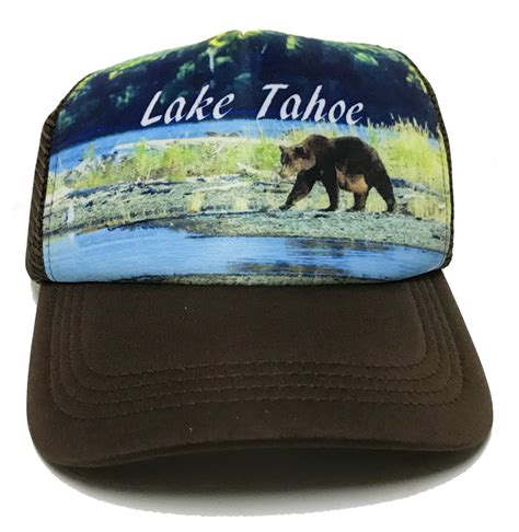 Souvenir Ball Cap Scenic Brown Bear Trucker Hat Lake Tahoe - Wholesale Resort Accessories