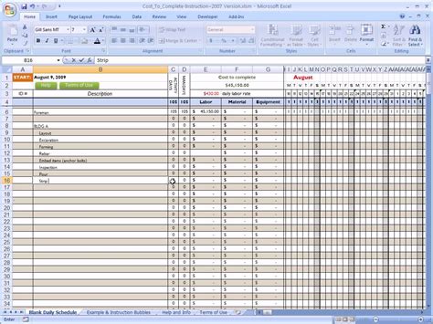 Construction Job Costing Excel Template