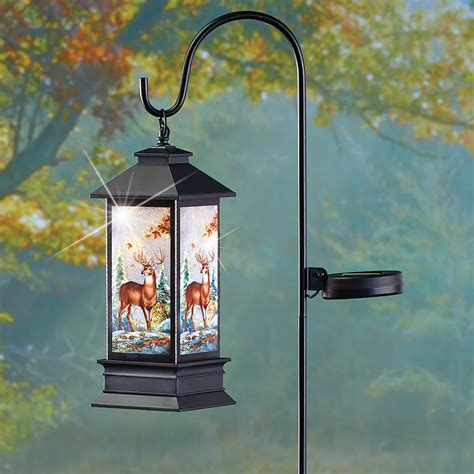 Solar Powered Deer Lantern with Shepherd Hook | Collections Etc.