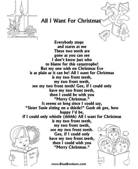 Bible Printables - Christmas Songs and Christmas Carol Lyrics - ALL I ...