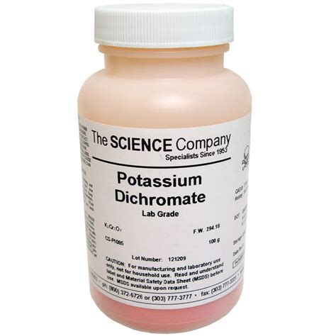 Lab Grade Potassium Dichromate, 100gm for sale. Buy from The Science Company. | Potassium ...