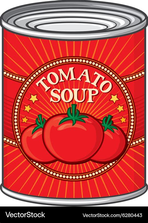 Tomato soup can Royalty Free Vector Image - VectorStock