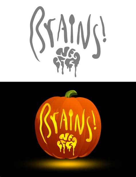 Printable Brains Pumpkin Stencil