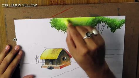 Landscape Scenery Easy Oil Pastel Drawing / How to draw easy scenery drawing village in the ...